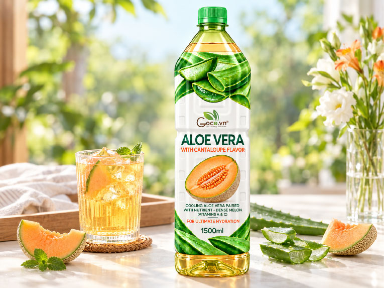Nước nha đam đường ph&egrave;n hương dưa lưới 1500ml - Goodprice Việt Nam cung cấp giải ph&aacute;p OEM/Private Label theo y&ecirc;u cầu