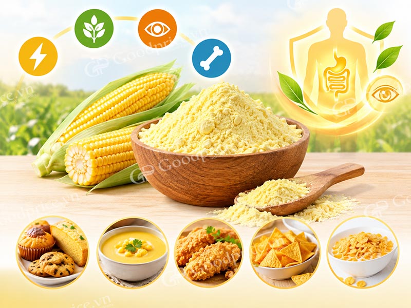 Ứng dụng v&agrave; gi&aacute; trị dinh dưỡng của bột bắp v&agrave;ng