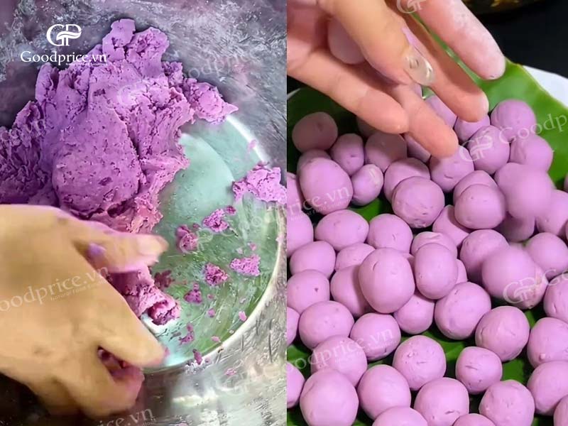Nhào bột và tạo viên khoai dẻo