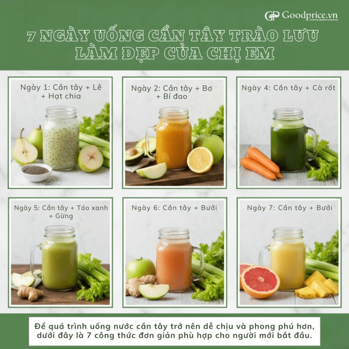 7 Ngày Uống Cần Tây Trào Lưu Làm Đẹp Của Chị Em