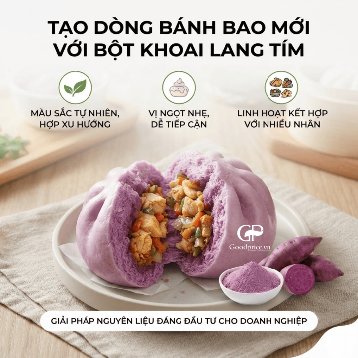 Healthy Purple Sweet Potato Steamed Buns for Businesses