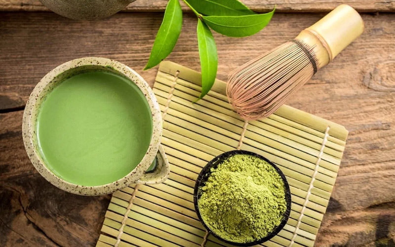 The use of pure green tea powder