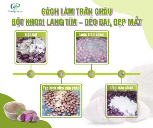 Cách Làm Trân Châu Khoai Lang Tím Đơn Giản