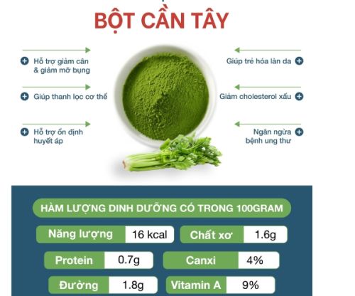 Công dụng bột rau cần tây dành cho sức khoẻ