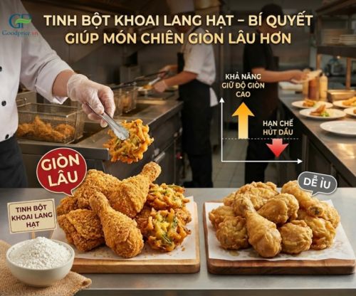 Tinh bột khoai lang hạt – Bí quyết giúp món chiên giòn lâu hơn