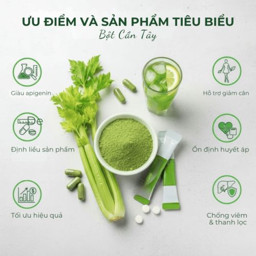 ỨNG DỤNG BỘT CẦN TÂY CHO DOANH NGHIỆP SẢN XUẤT THỰC PHẨM CHỨC NĂNG